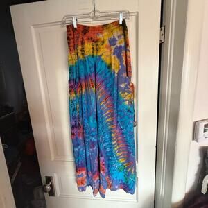 Orient Trail Tie Dye Rayon Smocked Waist Palazzo Yoga Pants Size M